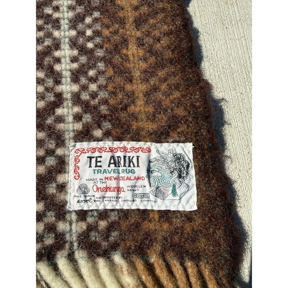 VtG New Zealand TE ARIKI TRAVEL RUG Onehunga Mills Wool Maori BLANKET‎ Tukutuku